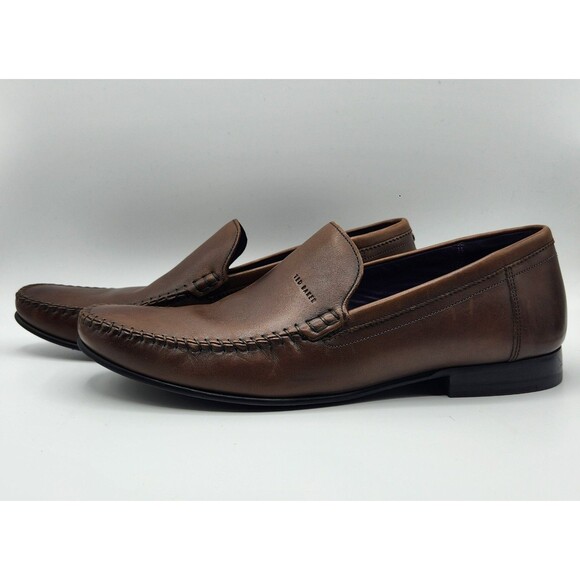 Ted Baker Simeen 3 Brown Leather Slip On Loafers Men's Size 10 Pre-Owned - Picture 1 of 7